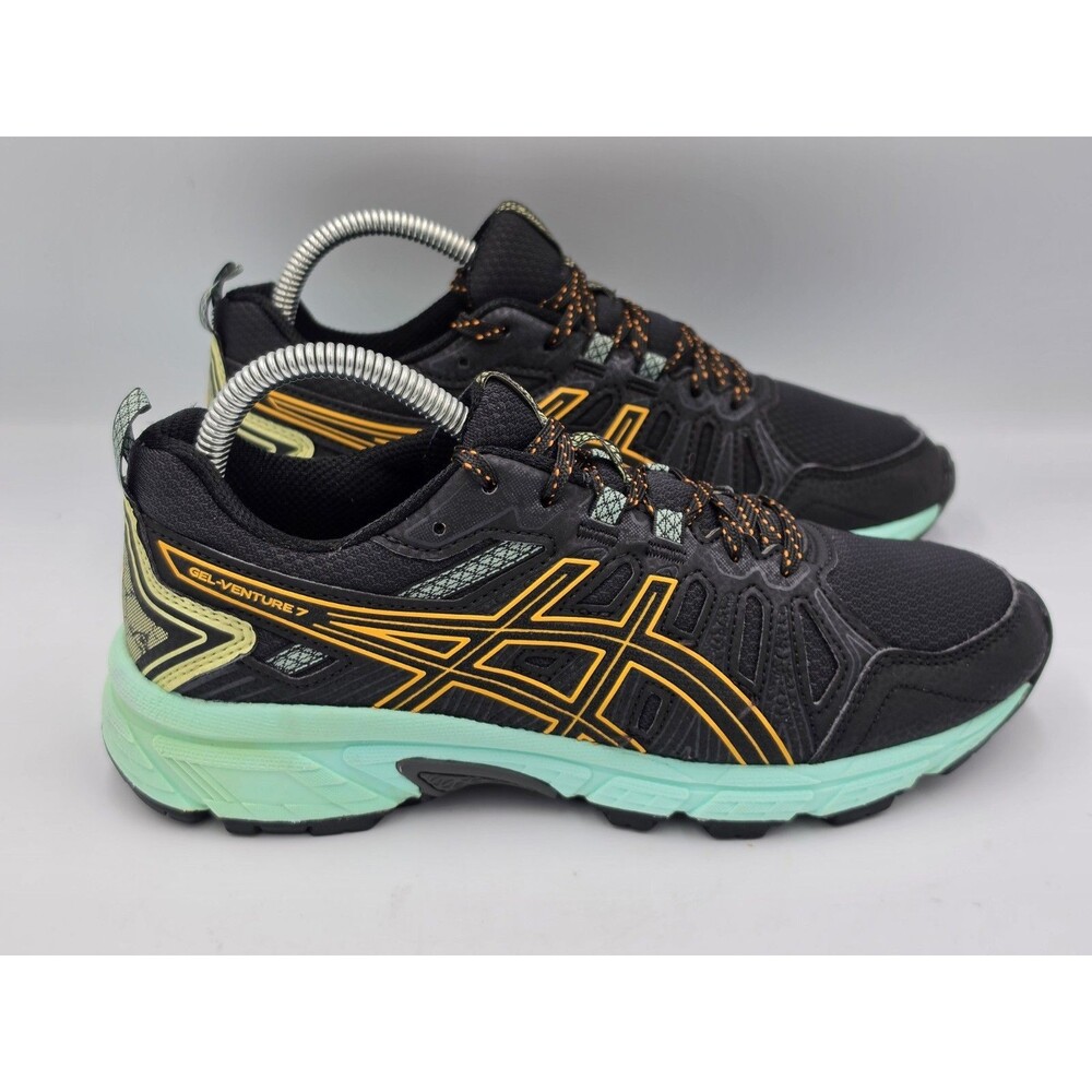 Asics Gel Venture 7 Black Teal Athletic Trail Running Shoes Womens Sz 7.5